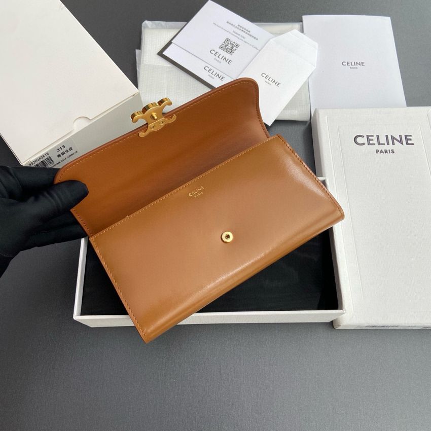 Ce1i*e Triomphe Long  wallet-Tan