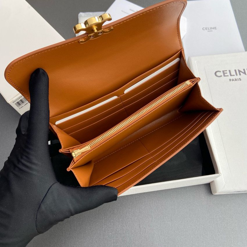 Ce1i*e Triomphe Long  wallet-Tan