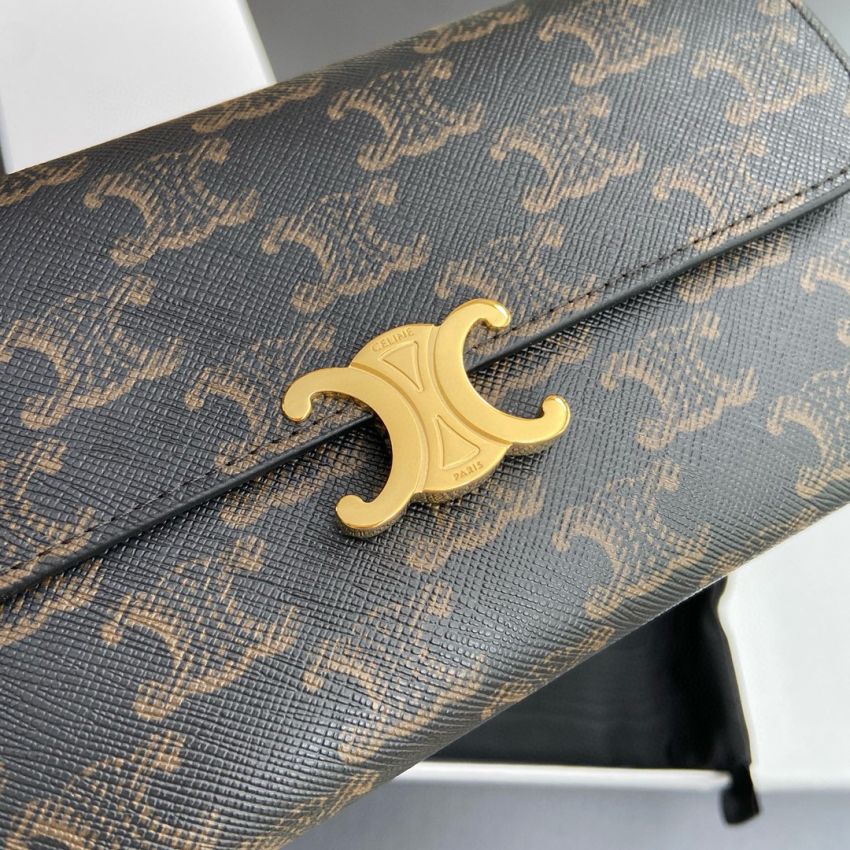 Ce1i*e Triomphe Long  wallet-Tan/brown