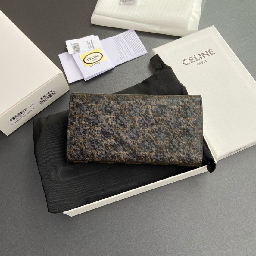 Ce1i*e Triomphe Long  wallet-Tan/brown
