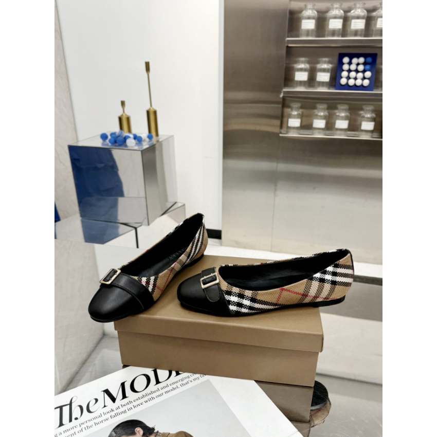 Bv*b*rry Check and leather Ballerinas  , Size 35-43